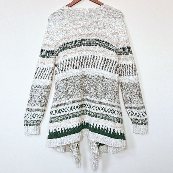 CAbi Shetland Cardigan Waterfall Sweater Boho Aztec Fringe Open Front Small Sz S - Picture 6 of 16